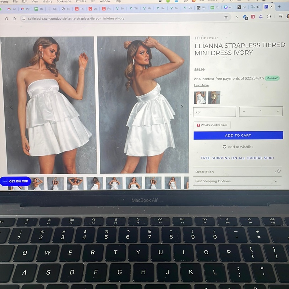 Selfie Leslie elianna strapless tiered mini dress ivory small